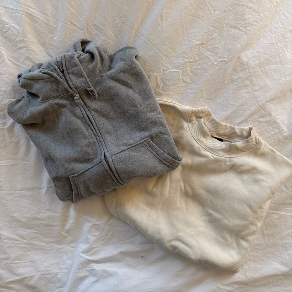 Set of 2 Fleece-lined Cropped Sweatshirts